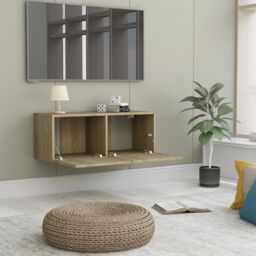 Berkfield Home TV Cabinet Sonoma Oak 80x30x30 cm Engineered Wood in Brown - Size: 80 x 30 x 30 cm - thumbnail 3