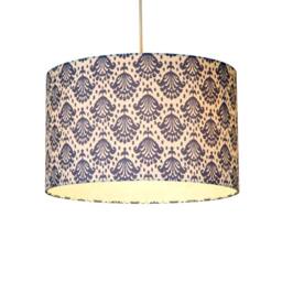 Lighting Collection Bute Sapphire Print Drum Shade - 35cm in Cream - thumbnail 2