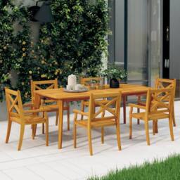 Berkfield Home Outdoor Dining Chairs 6 pcs Solid Wood Acacia in Brown - thumbnail 2
