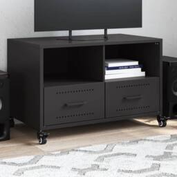 Berkfield Home TV Cabinet Black 68x39x43.5 cm Steel - thumbnail 2