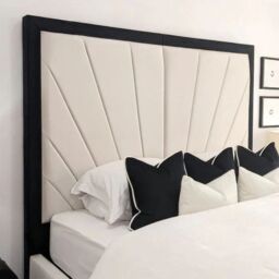 "Bed Choices Palace Sunburst with 70"" Upholstered Bed Frame in Cream - Size: Super King" - thumbnail 3