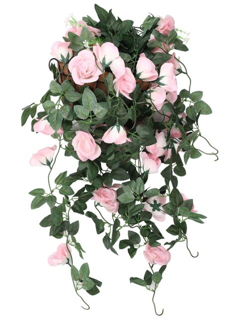Neel Blue 110cm Artificial Rose Garland Vine Hanging Silk Garland, 18 Flowers in Pink - image 1
