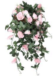 Neel Blue 110cm Artificial Rose Garland Vine Hanging Silk Garland, 18 Flowers in Pink - thumbnail 1