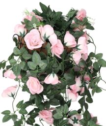 Neel Blue 110cm Artificial Rose Garland Vine Hanging Silk Garland, 18 Flowers in Pink - thumbnail 3