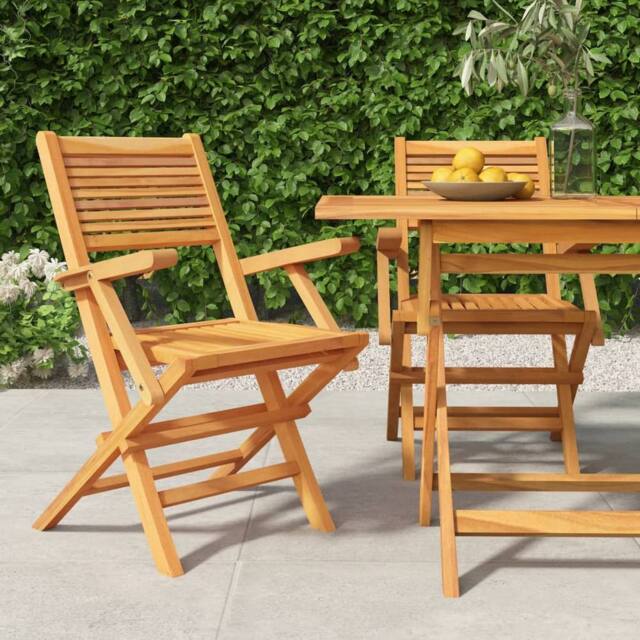 Berkfield Home Folding Garden Chairs 2 pcs 55x62x90 cm Solid Wood Teak in Brown - Size: 55 x 62 x 90 cm - image 1
