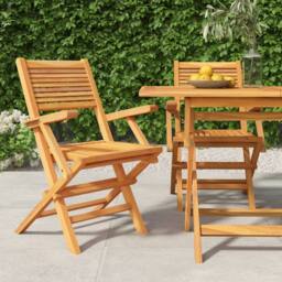 Berkfield Home Folding Garden Chairs 2 pcs 55x62x90 cm Solid Wood Teak in Brown - Size: 55 x 62 x 90 cm - thumbnail 1
