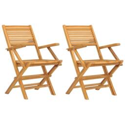 Berkfield Home Folding Garden Chairs 2 pcs 55x62x90 cm Solid Wood Teak in Brown - Size: 55 x 62 x 90 cm - thumbnail 2