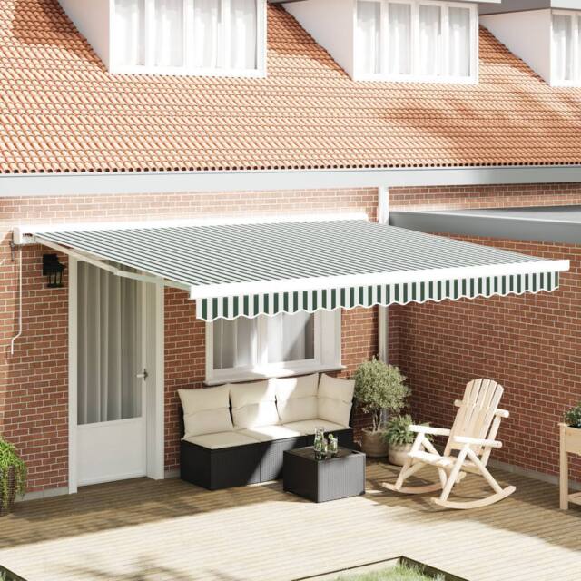 Berkfield Home Awning Replacement Fabric for 4x3 m Frame Green & White - image 1