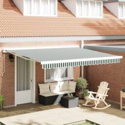Berkfield Home Awning Replacement Fabric for 4x3 m Frame Green & White - thumbnail 1