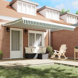 Berkfield Home Awning Replacement Fabric for 4x3 m Frame Green & White - thumbnail 3