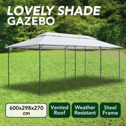 Berkfield Home Gazebo 600x298x270 cm White 180g/m ² - Size: 600 x 298 x 270 cm - thumbnail 7