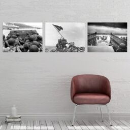 Artery8 Wall Art Print Pack of 3 US Military Victory Japan World War 2 Iwo Jima D-Day Normandy Large Poster Set - thumbnail 2