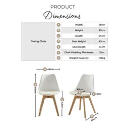 FurnitureboxUK Set of 2 Stockholm Natural Birch Wood Scandi Minimalist Dining Chairs with Faux Leather Cushion in Orange - thumbnail 7