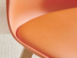 FurnitureboxUK Set of 2 Stockholm Natural Birch Wood Scandi Minimalist Dining Chairs with Faux Leather Cushion in Orange - thumbnail 6