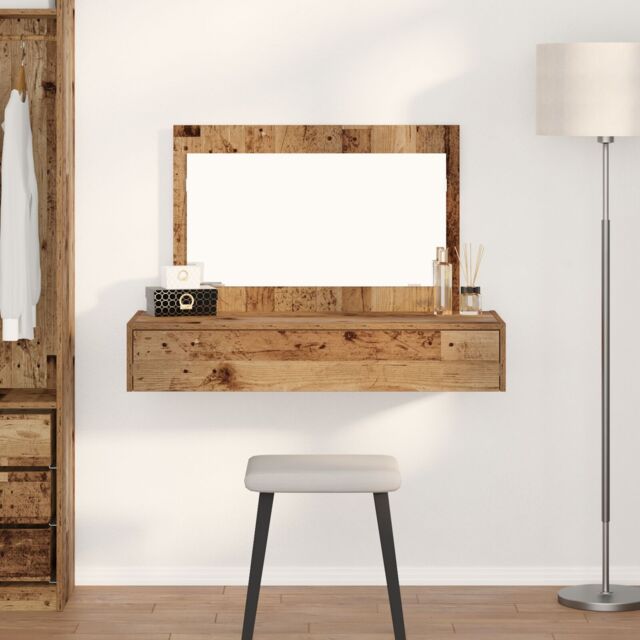 Berkfield Home Wall Hanging Dressing Table - Vintage Wood - 100x40x70 cm in Brown - Size: 100 x 40 x 70 cm - image 1