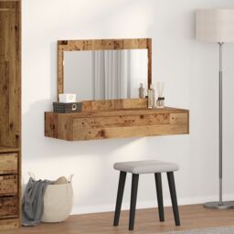 Berkfield Home Wall Hanging Dressing Table - Vintage Wood - 100x40x70 cm in Brown - Size: 100 x 40 x 70 cm - thumbnail 4