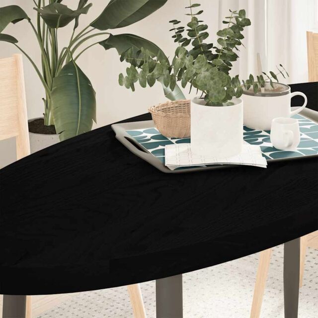 Berkfield Home Table Top Dark Brown 140x60x4 cm Solid Wood Oak Oval - Size: 140 x 60 x 4 cm - image 1
