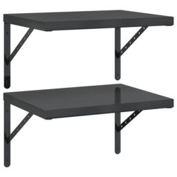 Berkfield Home Wall Shelves 2 pcs 50x40 cm Black Stainless Steel - thumbnail 2