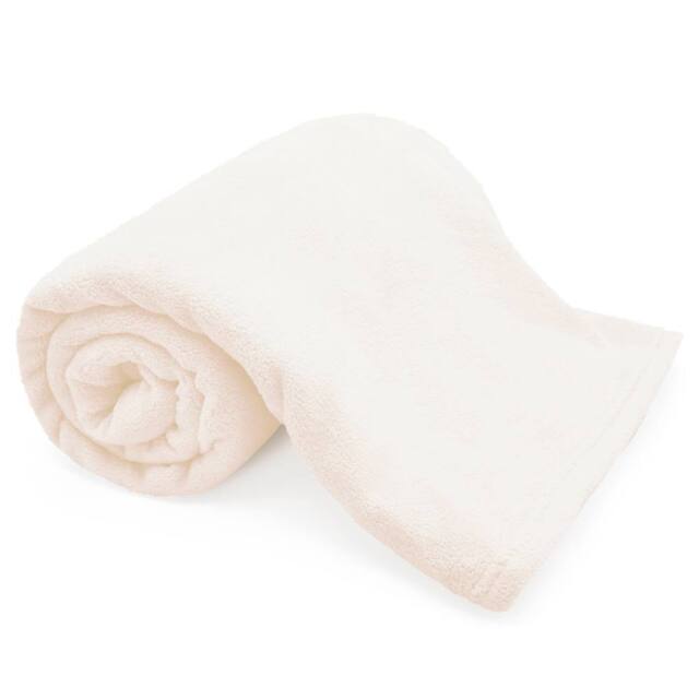 Velosso Cozy Plush Throw, Super Soft Texture Fleece Blanket for Bed, Sofa in Cream - Size: 140 cm x 180 cm