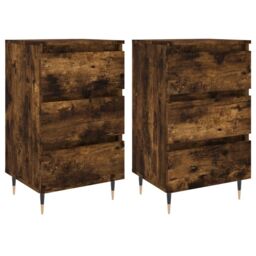 Berkfield Home Bedside Cabinets 2 pcs Smoked Oak 40x35x69 cm Engineered Wood in Brown - Size: 40 x 35 x 69 cm - thumbnail 2