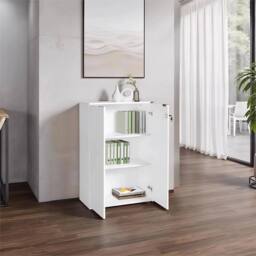 Nordara Matt White 2-Door Lockable Office Cabinet Pull Handles - thumbnail 5