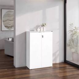 Nordara Matt White 2-Door Lockable Office Cabinet Pull Handles - thumbnail 4