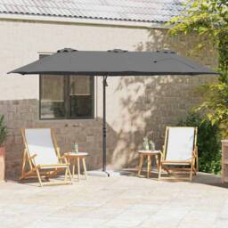 Berkfield Home Garden Cantilever Parasol Anthracite 372 x 198 x 253 cm in Dark Grey - thumbnail 2