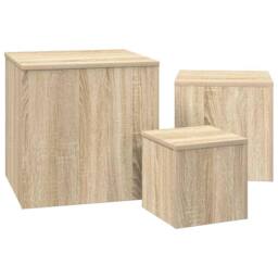 Berkfield Home Side Tables 3 pcs Sonoma Oak Engineered Wood in Light Tan - thumbnail 5