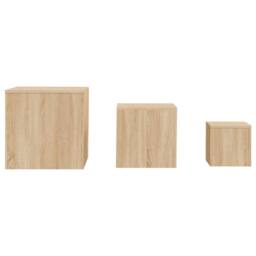 Berkfield Home Side Tables 3 pcs Sonoma Oak Engineered Wood in Light Tan - thumbnail 4