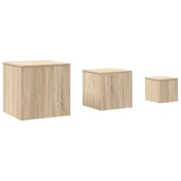 Berkfield Home Side Tables 3 pcs Sonoma Oak Engineered Wood in Light Tan - thumbnail 2