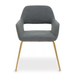 Orsina Grey Dining Chair, High Quality Kitchen Chair, Back & Arm Support Fabric Chair, Easy to Clean Armchair - thumbnail 1