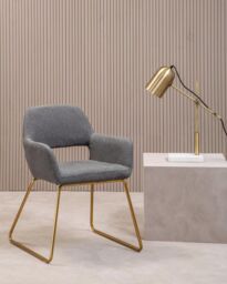 Orsina Grey Dining Chair, High Quality Kitchen Chair, Back & Arm Support Fabric Chair, Easy to Clean Armchair - thumbnail 5