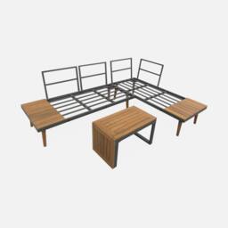 sweeek 4-seater modular aluminium & acacia garden lounge set in Dark Grey - thumbnail 6