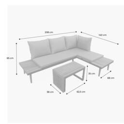 sweeek 4-seater modular aluminium & acacia garden lounge set in Dark Grey - thumbnail 5