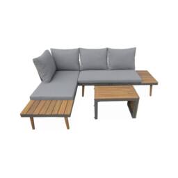 sweeek 4-seater modular aluminium & acacia garden lounge set in Dark Grey - thumbnail 7