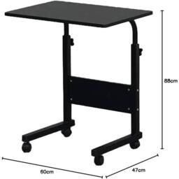 Nordara Adjustable Laptop Table with Wheels Portable Standing Desk Cart Black - Size: 100 cm x 100 cm - thumbnail 2