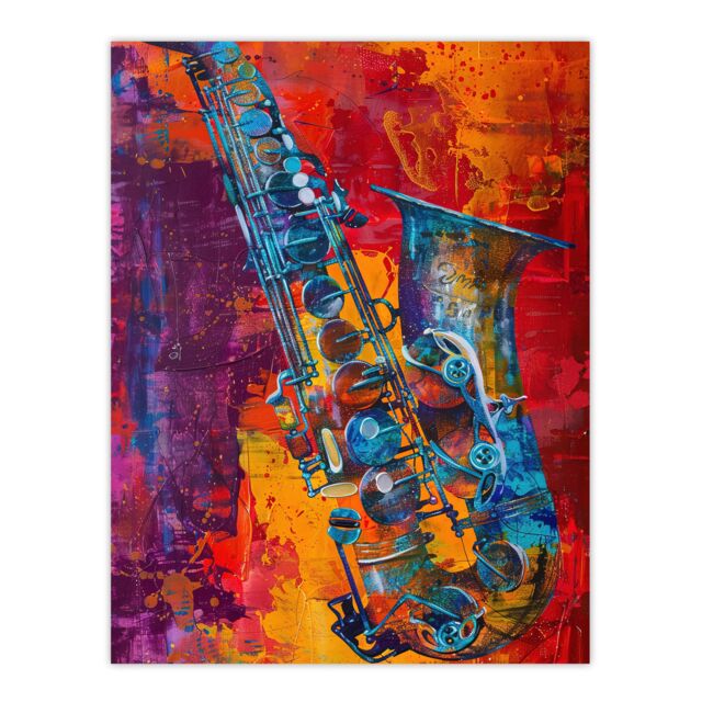 "Artery8 Acid Jazz Music Saxophone Abstract Painting Wall Art Print - Size: W24"" x H32""" - image 1