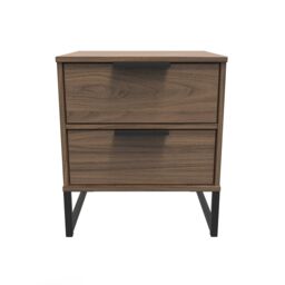 Ready Assembled 2 U Fuji 2 Drawer Bedside Cabinet (Ready Assembled) in Walnut - thumbnail 1