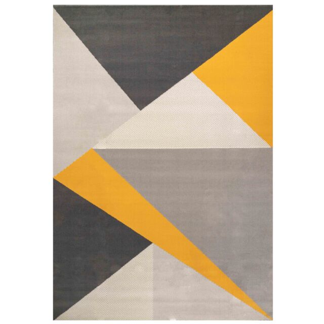 Kukoon Yellow Ochre Grey Geometric Living Area Rug - Size: 190 cm x 280 cm - image 1