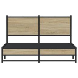 Berkfield Home Metal Bed Frame without Mattress Sonoma Oak 140x190 cm in Brown - thumbnail 5