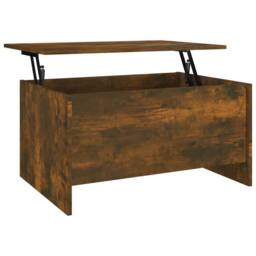 Berkfield Home Coffee Table Smoked Oak 80x55.5x41.5 cm Engineered Wood in Brown - thumbnail 2