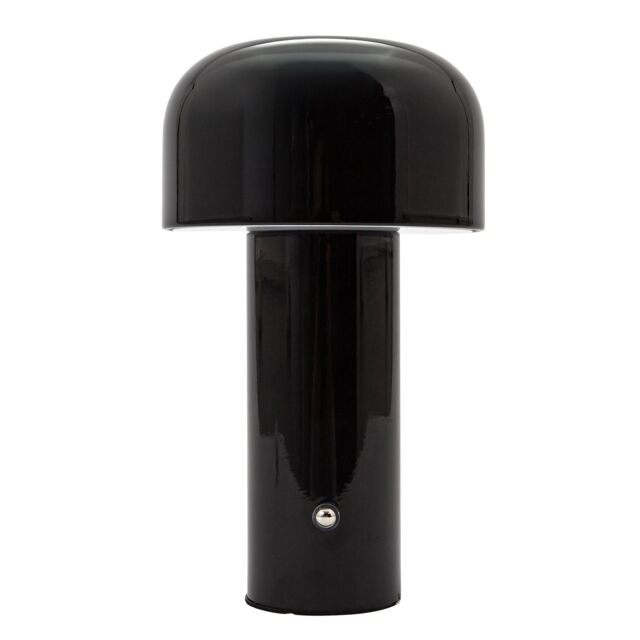 Happy Homewares Modern Gloss Mushroom Style Rechargeable LED Touch Dimmable Table Lamp in Black - image 1