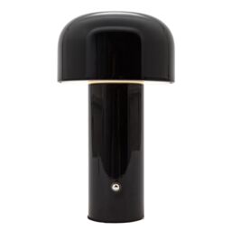 Happy Homewares Modern Gloss Mushroom Style Rechargeable LED Touch Dimmable Table Lamp in Black - thumbnail 2