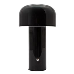 Happy Homewares Modern Gloss Mushroom Style Rechargeable LED Touch Dimmable Table Lamp in Black - thumbnail 1