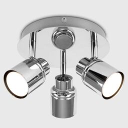 ValueLights Benton Spotlight IP44 Bathroom 3 Way Ceiling Light with Warm LED Bulbs in Silver - thumbnail 2