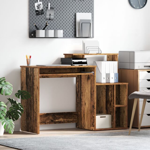 Berkfield Home Desk with Storage Old Wood 120.5x44x88.5 cm Engineered Wood - image 1
