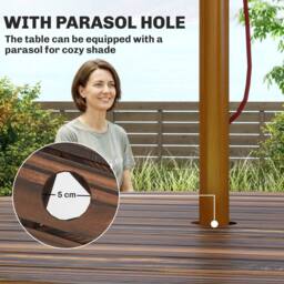 OUTSUNNY 6 Person Fir Wood Table Bench Set Outdoor Garden Patio, Carbonized in Brown - thumbnail 4