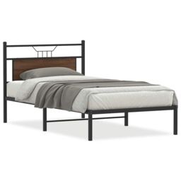 Berkfield Home Bed Frame without Mattress Brown Oak 100x190 cm Engineered Wood - thumbnail 2