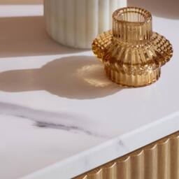 Birlea Kagu 2 Door Sideboard Fluted Ribbed Oak & Marble effect in Light Oak - thumbnail 3