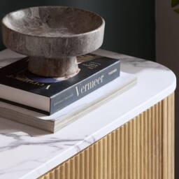 Birlea Kagu 2 Door Sideboard Fluted Ribbed Oak & Marble effect in Light Oak - thumbnail 6